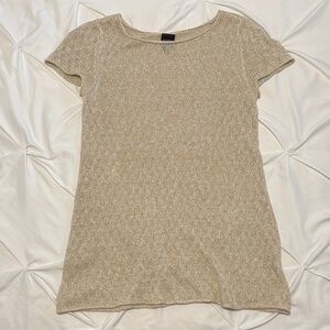 Eileen Fisher Beige Short Sleeve Knit Top